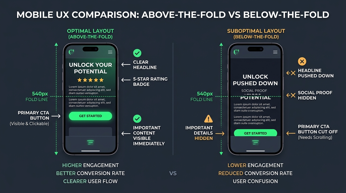 Mobile UX Comparison: Above the Fold vs Below the Fold viewport analysis