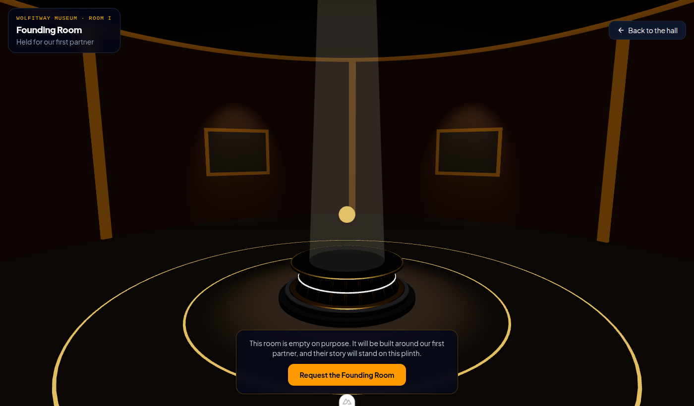 The Founding Room portal and architectural exhibition lighting in the 3D museum